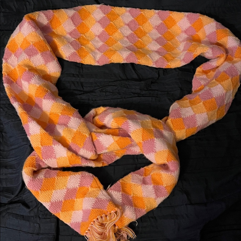 Moda International Pink and Orange Argyle Scarf